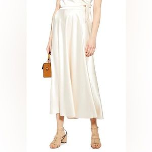 Topshop Ivory Midi Satin Skirt